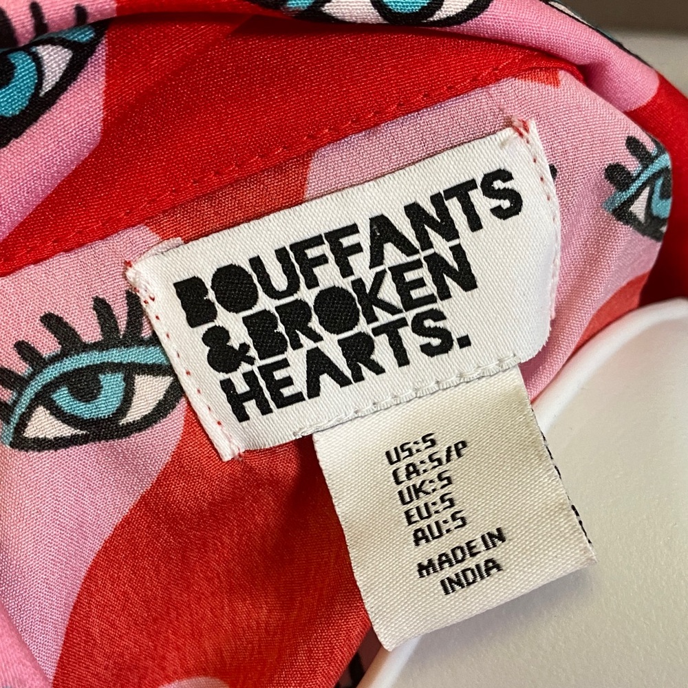 Red Heart Pattern Button Down Shirt - Picture 2 of 3